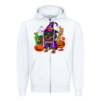 White Halloween dachshund puppy dog Zipper Hoodie - RanaPortraitStore