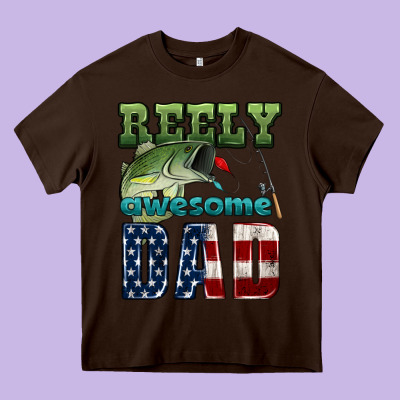 Reely Awesome Dad Heavy Core Tee Designed By Hra Design Shop
