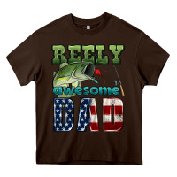 Chocolate Brown reely awesome dad Heavy Core Tee - HRA Design Shop