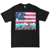 Black american flag and teeth with flowers Premium Tee - AdoDesignShop