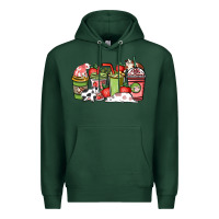 Sports Green Cow and strawberry coffee cups Premium Hoodie - HowdyJamesFarm