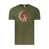 Vintage Olive moon and mushrooms Vintage Tee - MaliasSmallBusiness