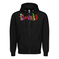 Black Halloween Teacher Zipper Hoodie - RanaPortraitStore