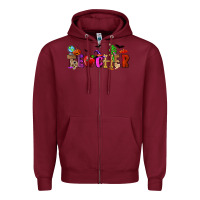 Burgundy Halloween Teacher Zipper Hoodie - RanaPortraitStore