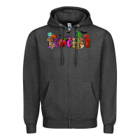 Charcoal Heather Halloween Teacher Zipper Hoodie - RanaPortraitStore