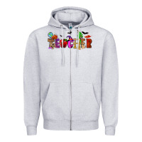 Heather Grey Halloween Teacher Zipper Hoodie - RanaPortraitStore