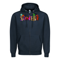 Navy Halloween Teacher Zipper Hoodie - RanaPortraitStore