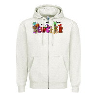 Oatmeal Heather Halloween Teacher Zipper Hoodie - RanaPortraitStore