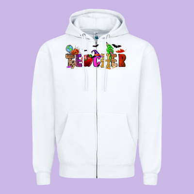 Halloween Teacher Zipper Hoodie Designed By Ranaportraitstore