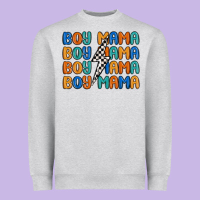 Boy Mama Lightning Bolt Heavyweight Sweatshirt Designed By Maliassmallbusiness
