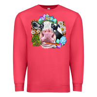 Cardinal Happy Easter Cow with eggs Easter Day Premium Sweatshirt - HowdyJamesFarm