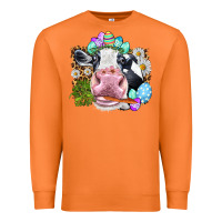 Carrot Happy Easter Cow with eggs Easter Day Premium Sweatshirt - HowdyJamesFarm