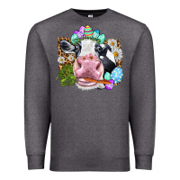 Happy Easter Cow With Eggs Easter Day Premium Sweatshirt | Teevron
