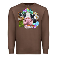 Chestnut Happy Easter Cow with eggs Easter Day Premium Sweatshirt - HowdyJamesFarm