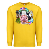 Lemon Happy Easter Cow with eggs Easter Day Premium Sweatshirt - HowdyJamesFarm