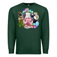 Sports Green Happy Easter Cow with eggs Easter Day Premium Sweatshirt - HowdyJamesFarm