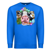 True Royal Happy Easter Cow with eggs Easter Day Premium Sweatshirt - HowdyJamesFarm