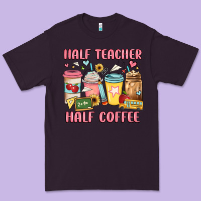 Half Teacher Half Coffee Premium Tee Designed By Jahusdesignshop