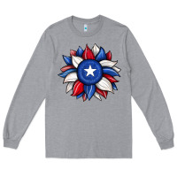 Heather Grey sunflower texas flag 2 Long Sleeve Tee - JahusDesignShop