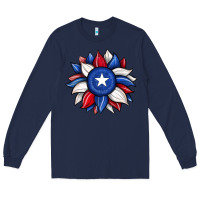 Navy sunflower texas flag 2 Long Sleeve Tee - JahusDesignShop