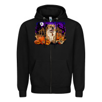 Black Halloween english bulldog Zipper Hoodie - RanaPortraitStore