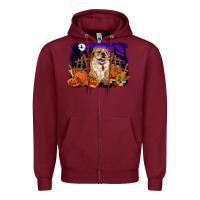 Burgundy Halloween english bulldog Zipper Hoodie - RanaPortraitStore