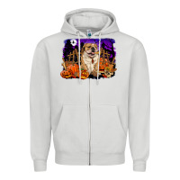 Dove Grey Halloween english bulldog Zipper Hoodie - RanaPortraitStore