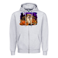 Heather Grey Halloween english bulldog Zipper Hoodie - RanaPortraitStore