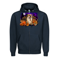 Navy Halloween english bulldog Zipper Hoodie - RanaPortraitStore