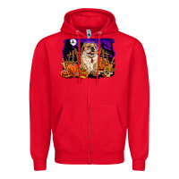Red Halloween english bulldog Zipper Hoodie - RanaPortraitStore