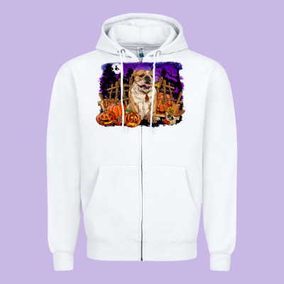 Halloween English Bulldog Zipper Hoodie Designed By Ranaportraitstore