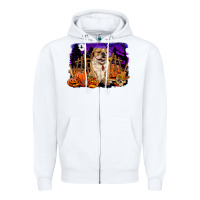 White Halloween english bulldog Zipper Hoodie - RanaPortraitStore