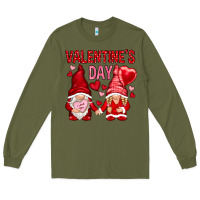 Army Green valentines day with gnomies Long Sleeve Tee - NancyCooperArtShop