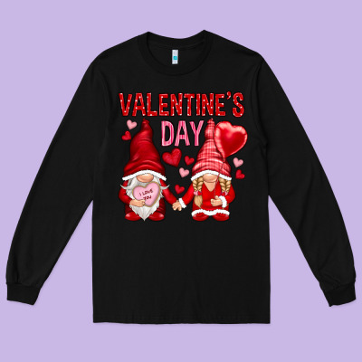 Valentines Day With Gnomies Long Sleeve Tee Designed By Nancycooperartshop