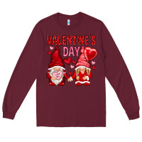 Burgundy valentines day with gnomies Long Sleeve Tee - NancyCooperArtShop