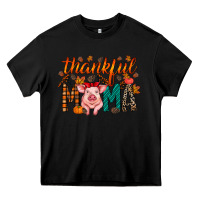 Black thankful mama pig Heavy Core Tee - RacoonDesign