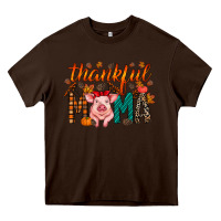 Chocolate Brown thankful mama pig Heavy Core Tee - RacoonDesign