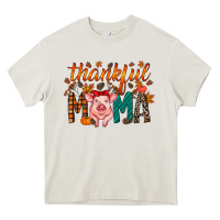 Cream thankful mama pig Heavy Core Tee - RacoonDesign