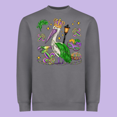 Mardi Gras Pelican Heavyweight Sweatshirt Designed By Maliassmallbusiness