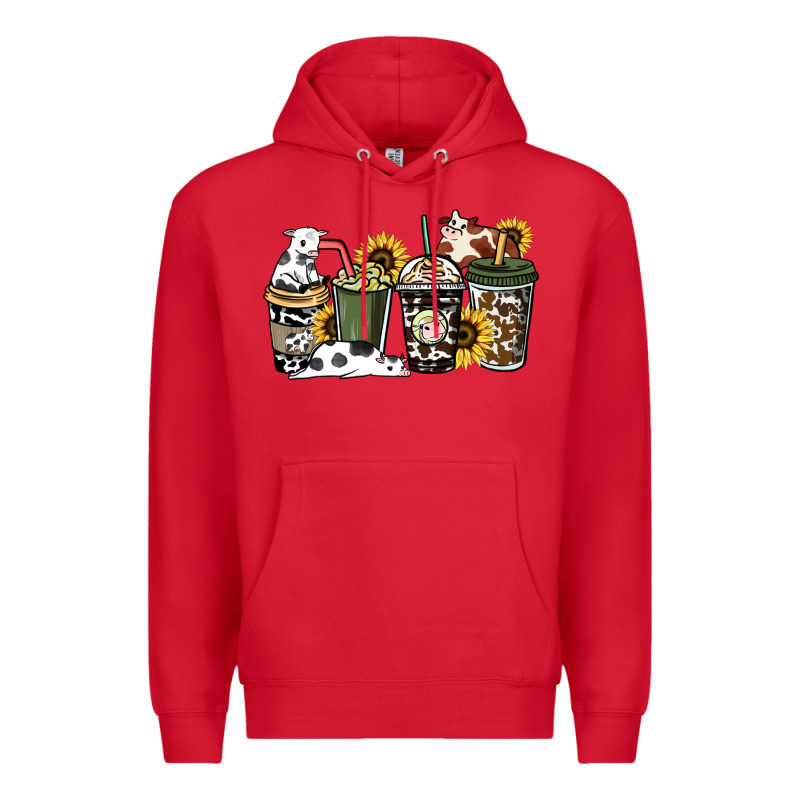 Cowhide Coffee Cups Premium Hoodie by HowdyJamesFarm | Teevron