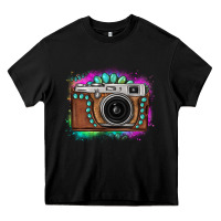 Black tie dye gemstone vintage camera Heavy Core Tee - FaDigitalArtStudio