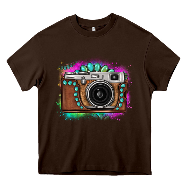 Tie Dye Gemstone Vintage Camera Heavy Core Tee by FaDigitalArtStudio | Teevron