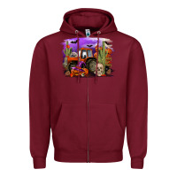 Burgundy Halloween tractor Zipper Hoodie - RanaPortraitStore