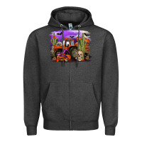 Charcoal Heather Halloween tractor Zipper Hoodie - RanaPortraitStore