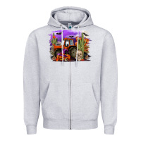 Heather Grey Halloween tractor Zipper Hoodie - RanaPortraitStore