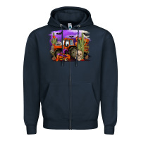 Navy Halloween tractor Zipper Hoodie - RanaPortraitStore