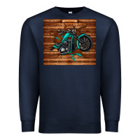 Navy woodgrain motorcycle Premium Sweatshirt - TumblerDesignByShophia