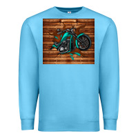 Ocean Blue woodgrain motorcycle Premium Sweatshirt - TumblerDesignByShophia