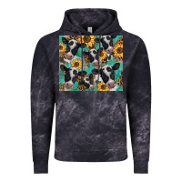 Cloud Black western leopard sunflower black and white  cow Vintage Hoodie - BarkalooDesign