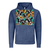 Vintage Denim western leopard sunflower black and white  cow Vintage Hoodie - BarkalooDesign